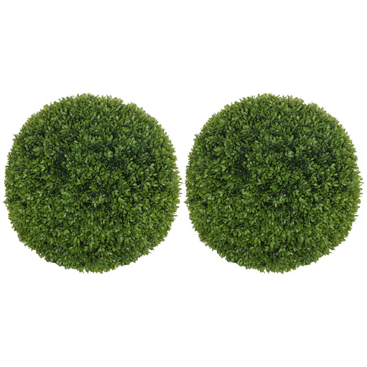 Set de 2 Plante Artificiale din Buxus în PE, Ø40 cm, pentru Interior și Exterior, Verde