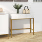 Masă Consolă cu 2 Sertare, Masă Modernă de Intrare cu Bază din Oțel în Ton Auriu, 80x31.5x75 cm, Alb