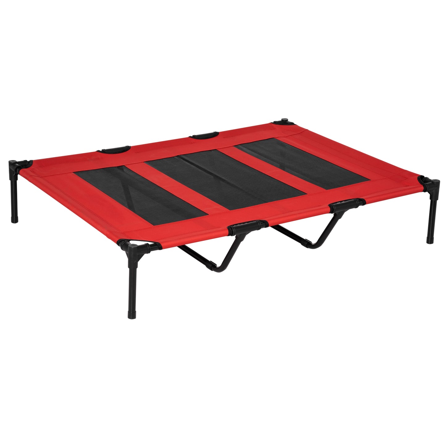 Pat pentru Câini, max 50kg, Ridicat cu Geantă de Transport, din Metal și Material Oxford, 122x92x23 cm, Roșu