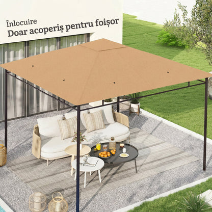 Acoperiș de rezervă pentru pavilion 3x3m din poliester cu orificii de ventilație și găuri pentru drenaj, bej