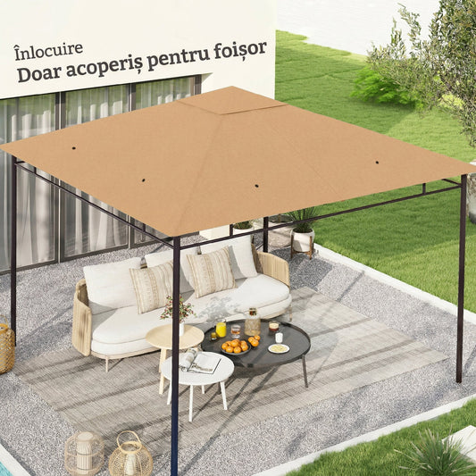 Acoperiș de rezervă pentru pavilion 3x3m din poliester cu orificii de ventilație și găuri pentru drenaj, bej