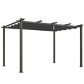Pergolă Gazebo 4x3 m cu 8 orificii de drenaj, din aluminiu, metal și poliester, gri închis