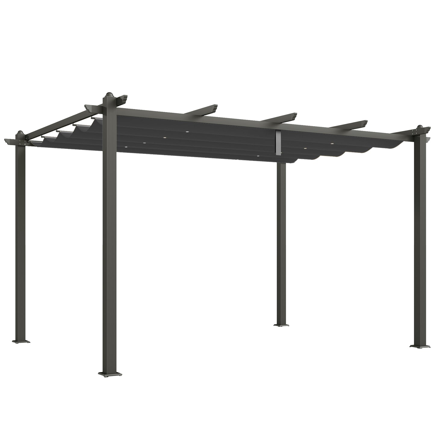 Pergolă Gazebo 4x3 m cu 8 orificii de drenaj, din aluminiu, metal și poliester, gri închis