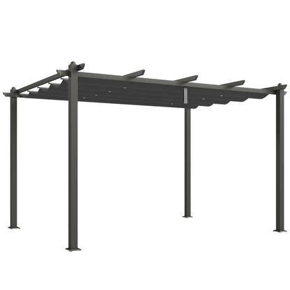 Pergolă Gazebo 4x3 m cu 8 orificii de drenaj, din aluminiu, metal și poliester, gri închis