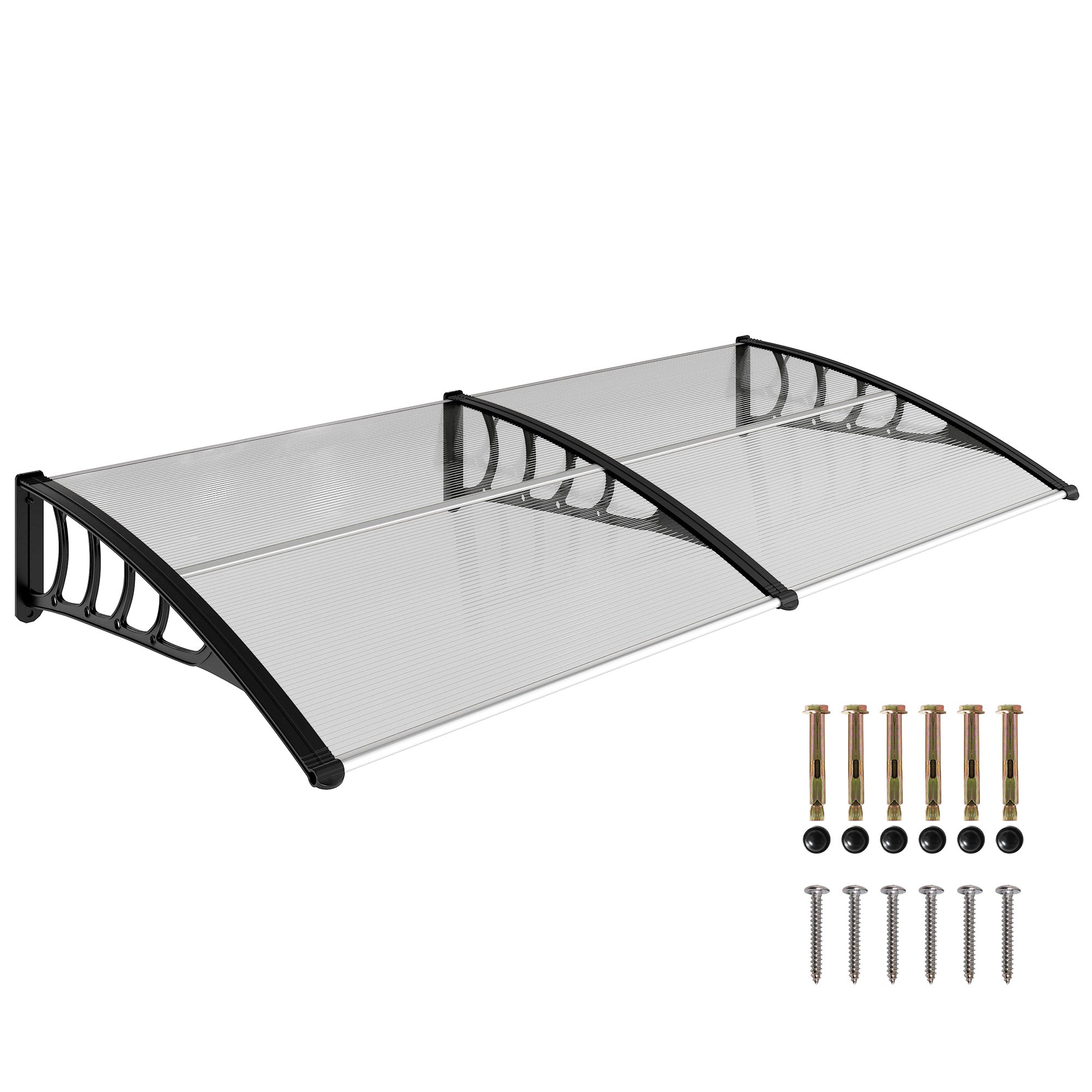 Copertină Modernă din Policarbonat, Aluminiu și PP pentru Balcoane, Ferestre și Uși, 200x96x27 cm