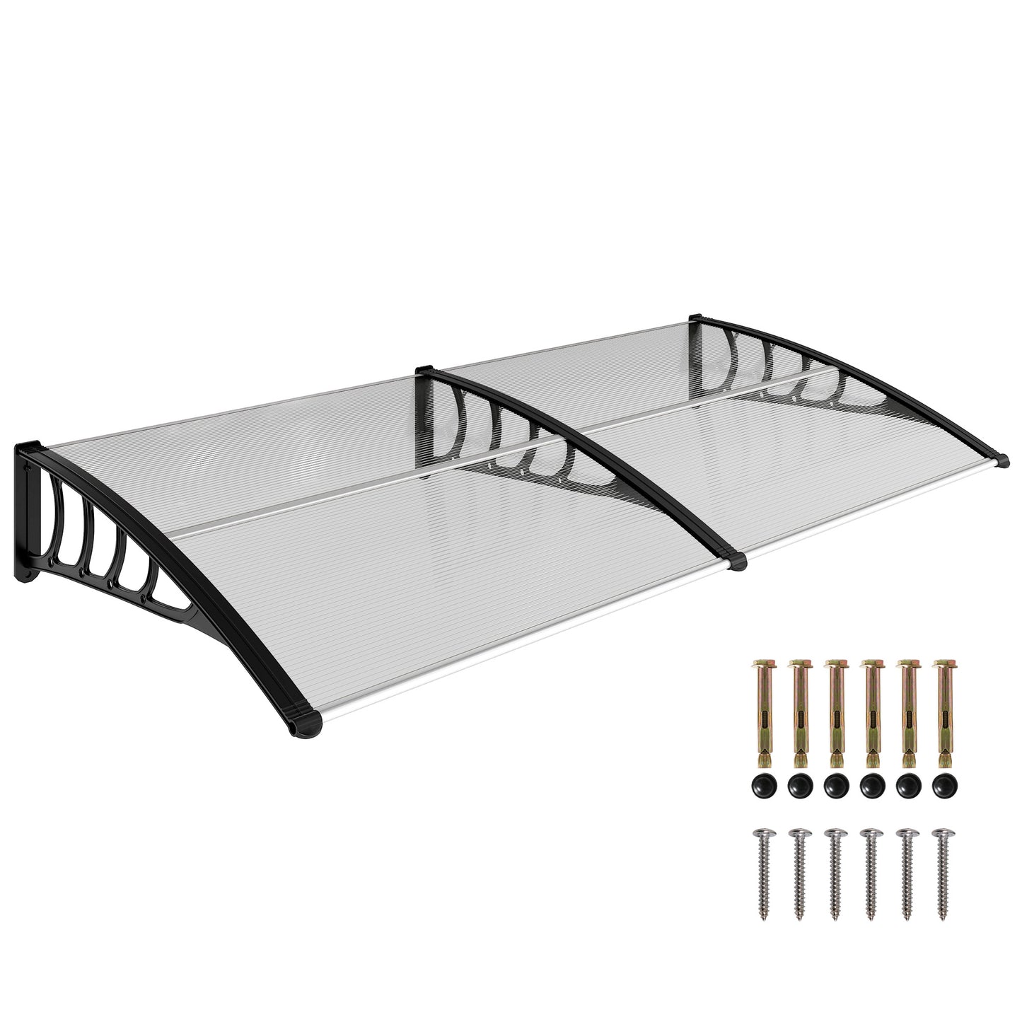 Copertină Modernă din Policarbonat, Aluminiu și PP pentru Balcoane, Ferestre și Uși, 200x96x27 cm