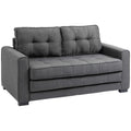Canapea Extensibilă din Material Textil 2 Locuri cu Tapițerie și Arcuri, 151x75x85 cm, Gri