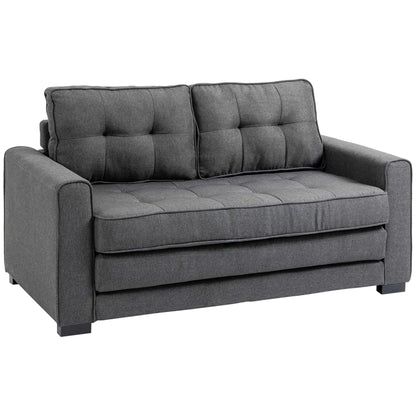 Canapea Extensibilă din Material Textil 2 Locuri cu Tapițerie și Arcuri, 151x75x85 cm, Gri