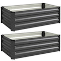 Set de 2 jardiniere pentru grădină cu fund deschis, din oțel galvanizat, 100x60x30cm, gri