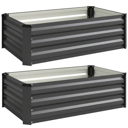 Set de 2 jardiniere pentru grădină cu fund deschis, din oțel galvanizat, 100x60x30cm, gri
