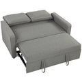 3 în 1 Canapea Extensibilă 2 Locuri cu Spătar Reglabil pe 3 Poziții, 2 Perne, Material Textil Tip In Gri