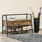 Bancuta Suport de pantofi din Lemn cu Economisire de Spatiu Stil Industrial 90x37x60cm