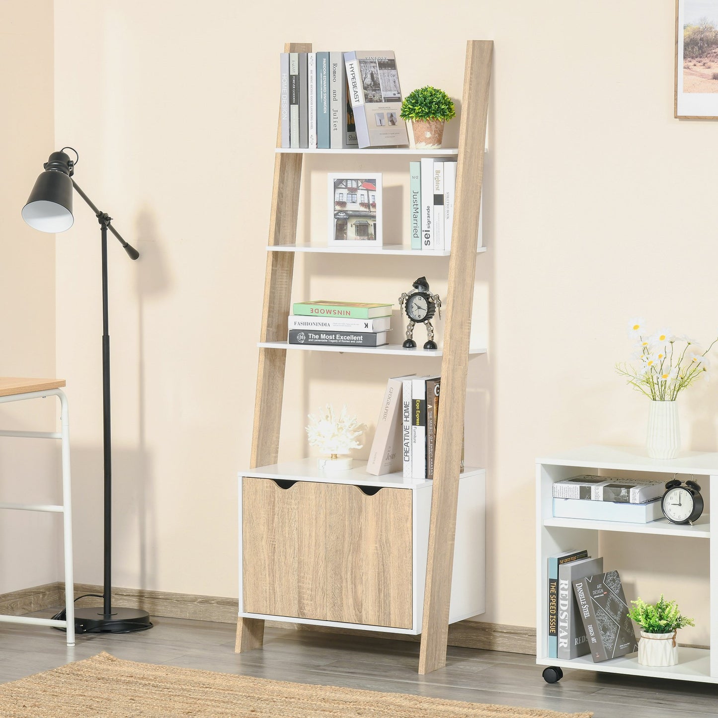 Biblioteca Stil Nordic Rafturi + Dulap