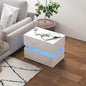 Noptieră cu lumină LED RGB încorporată, 2 sertare, 4 moduri de iluminare și 16 culori, din PAL, 60x39x47cm, Alb