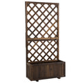 Jardinieră de Exterior cu Spalier, Grilaj pentru Plante Cățărătoare și Ghiveci, 72.5x31.5x149.5 cm, Lemn Natural