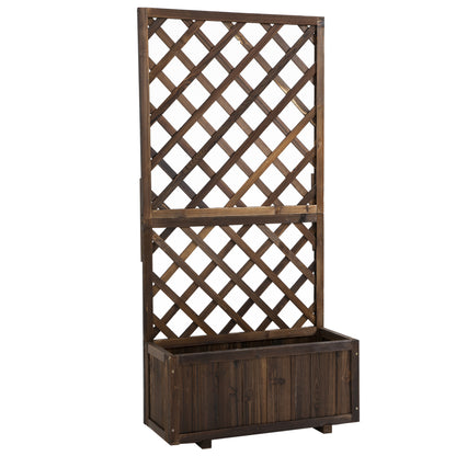 Jardinieră de Exterior cu Spalier, Grilaj pentru Plante Cățărătoare și Ghiveci, 72.5x31.5x149.5 cm, Lemn Natural