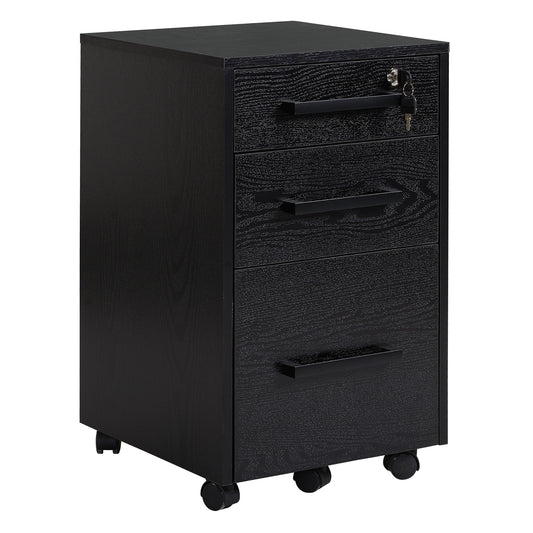 Comoda Birou Neagra – 3 Sertare cu Roti 39×40×65,4 cm