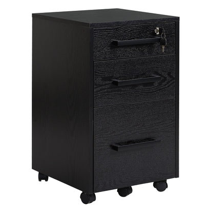 Comoda Birou Neagra – 3 Sertare cu Roti 39×40×65,4 cm