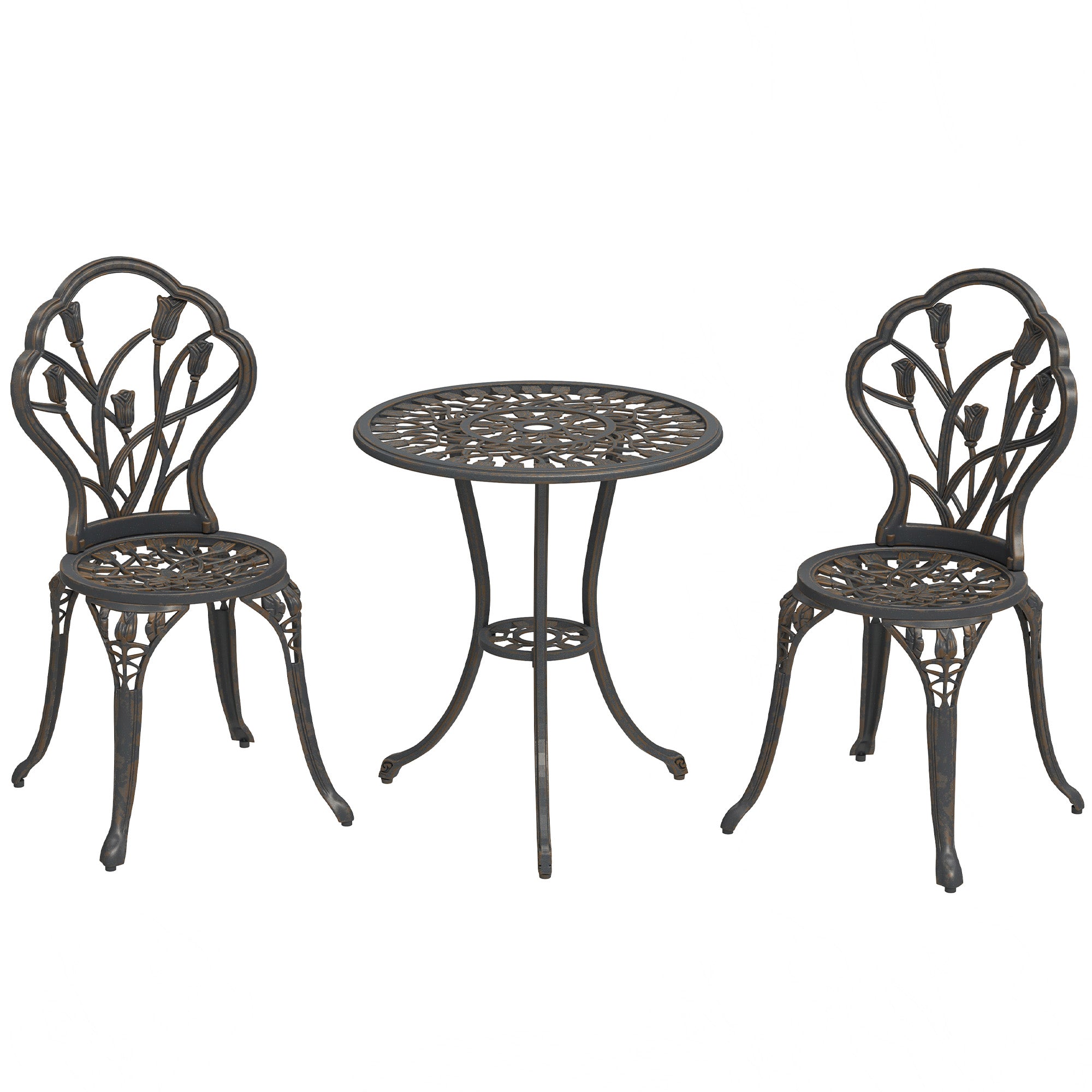 Set de Gradina 3 Piese din Aluminiu cu 2 Scaune