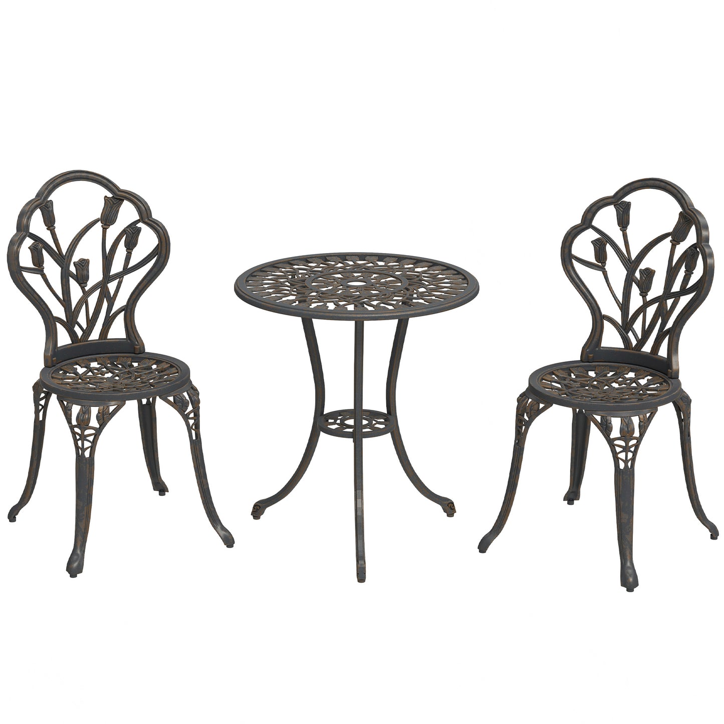 Set de Gradina 3 Piese din Aluminiu cu 2 Scaune