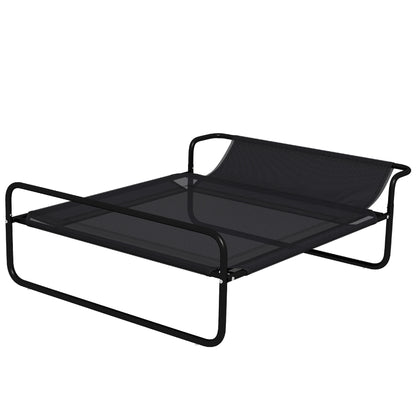 Pat Ridicat pentru Câini cu Tetieră, pentru Interior și Exterior, 106x81x33 cm, Negru