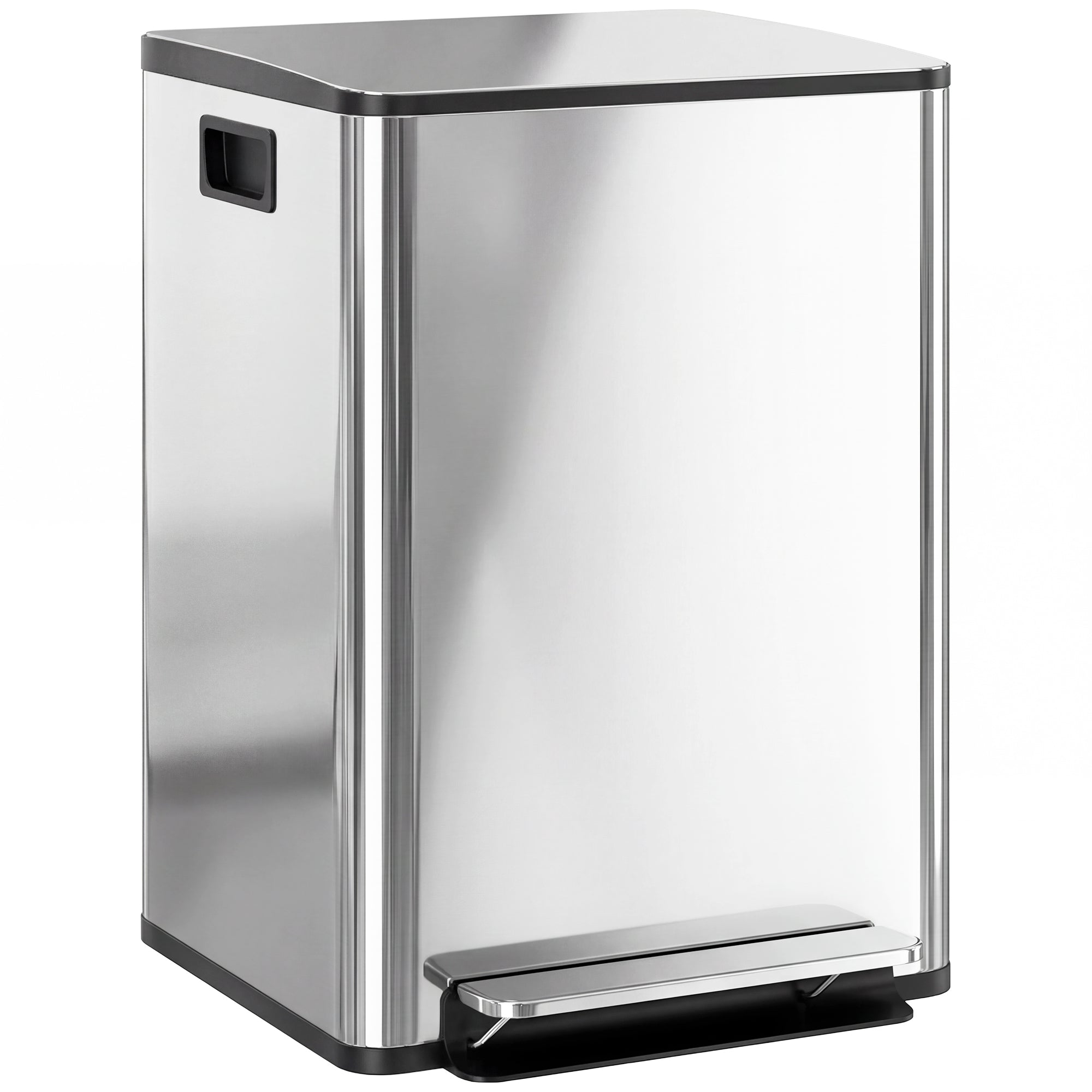 Coș de gunoi cu 2 compartimente de 20L cu pedală și capac silențios, din oțel inoxidabil și PP, 41,8x36,7x58 cm
