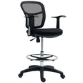 Scaun de Birou Rotativ cu Inel pentru Sprijinirea Picioarelor și Spătar Curbat, 55x58x94 cm, Negru