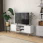 Cabinet TV 55" cu 2 Dulapuri, Uși și 2 Rafturi Deschise, Consolă TV din Lemn și PAL, 120x34x50 cm, Alb