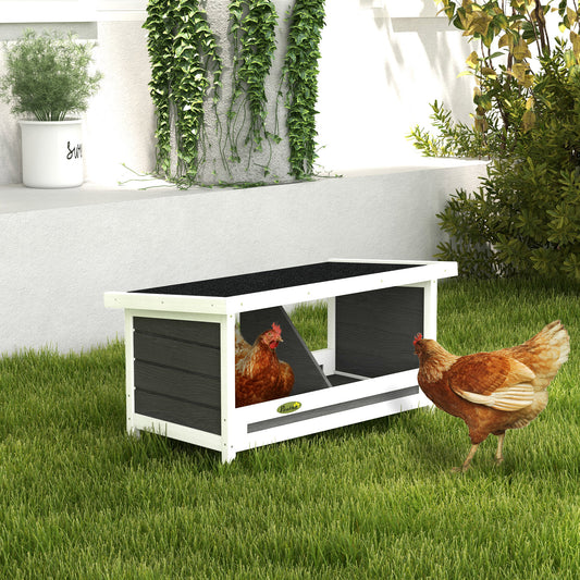 Cuibar pentru Găini cu 2 Zone, Bază Înălțată și Acoperiș din Bitum, 66x37x34 cm, Gri