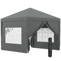 Pavilion de Exterior 3x3 m Pliabil cu 4 Panouri Laterale, din Oțel și Material Oxford Gri