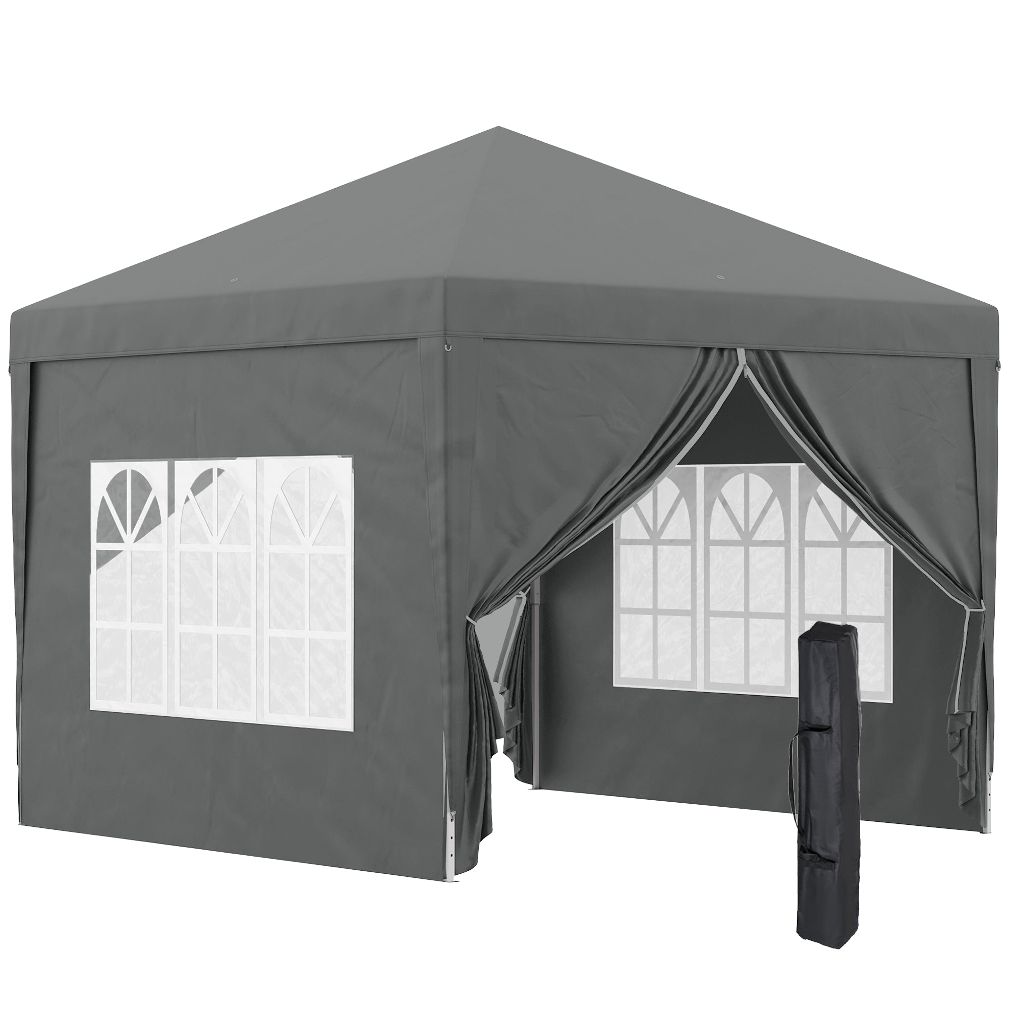 Pavilion de Exterior 3x3 m Pliabil cu 4 Panouri Laterale, din Oțel și Material Oxford Gri