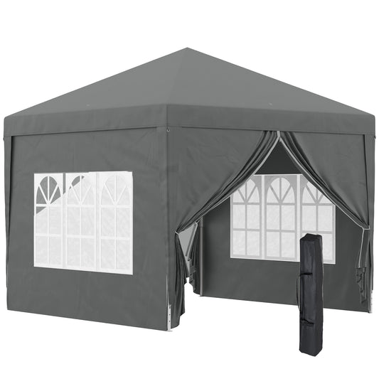 Pavilion de Exterior 3x3 m Pliabil cu 4 Panouri Laterale, din Oțel și Material Oxford Gri