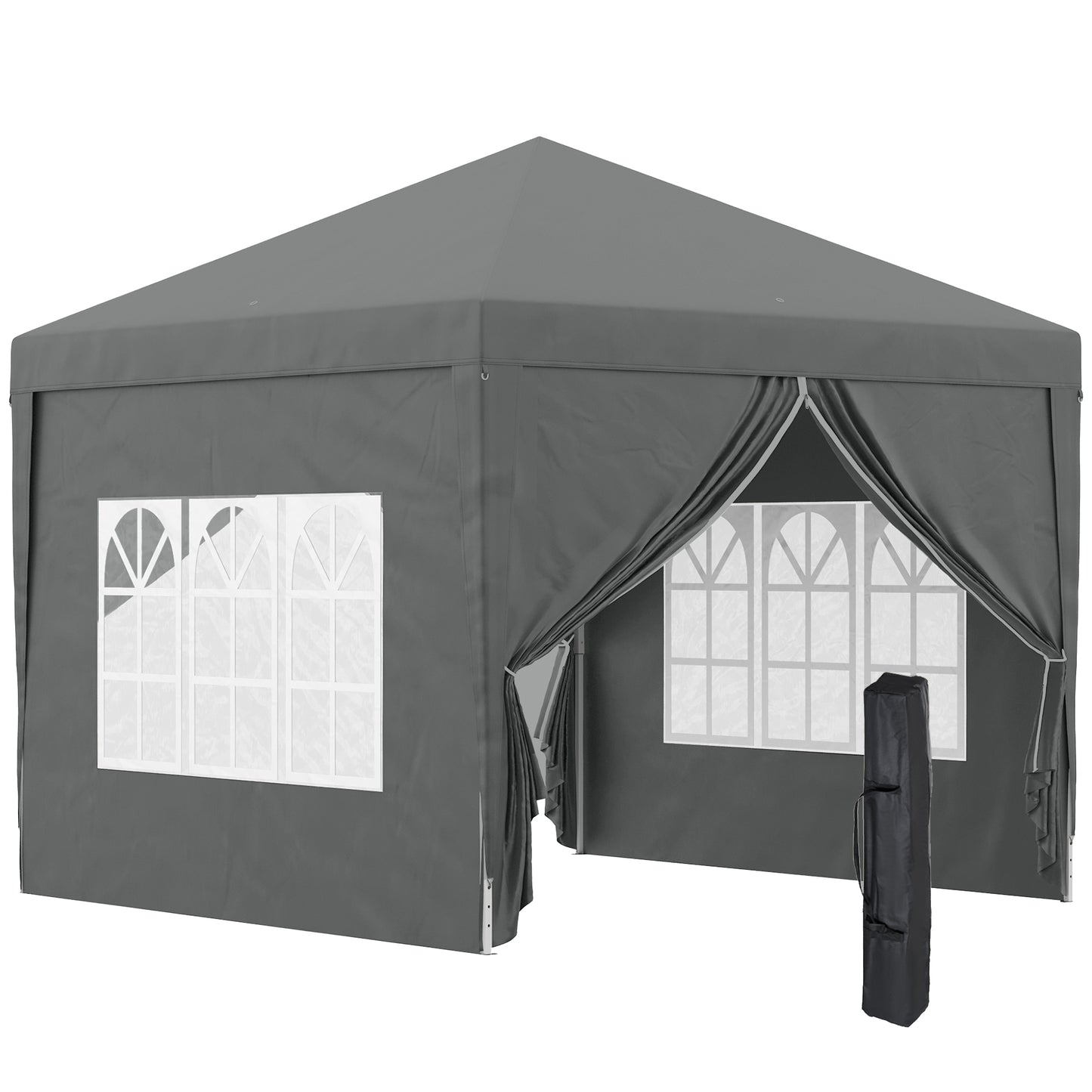 Pavilion de Exterior 3x3 m Pliabil cu 4 Panouri Laterale, din Oțel și Material Oxford Gri
