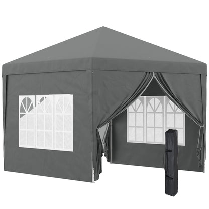 Pavilion de Exterior 3x3 m Pliabil cu 4 Panouri Laterale, din Oțel și Material Oxford Gri
