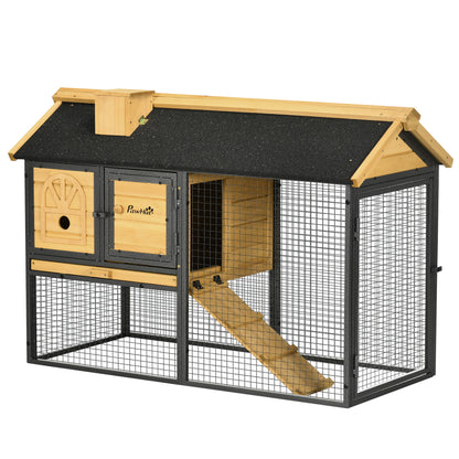 Cusca de Exterior pentru Iepuri, Cusca cu Tava Detasabila, Curte, Rampa, Casa pentru Animale Mici