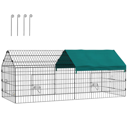 Cușcă pentru Iepuri de Exterior și Interior cu Acoperiș, 185x75x75 cm, Verde