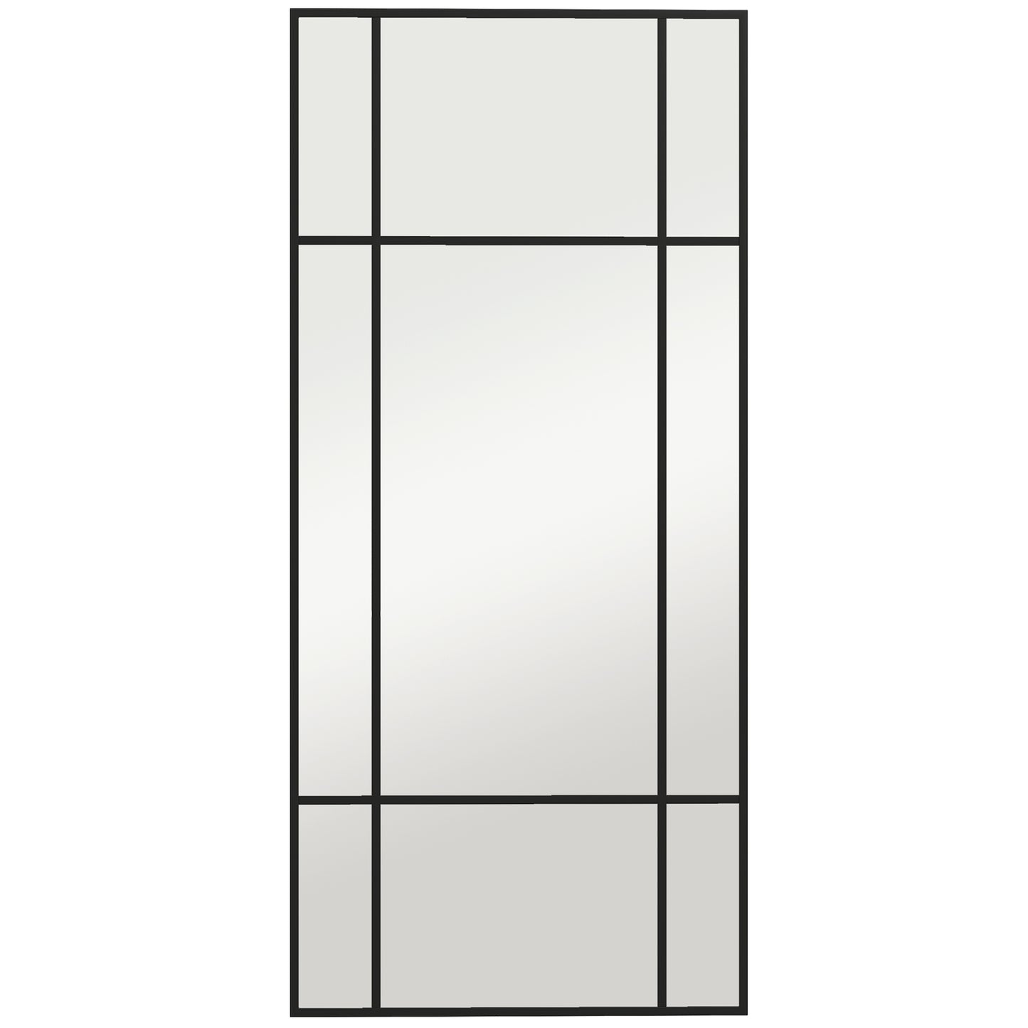 Oglindă de Perete Stil Fereastră cu Montaj Vertical și Orizontal, 110x50cm, Negru
