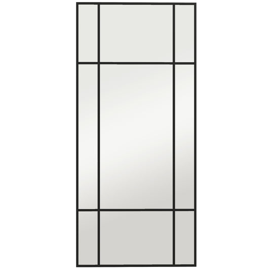 Oglindă de Perete Stil Fereastră cu Montaj Vertical și Orizontal, 110x50cm, Negru