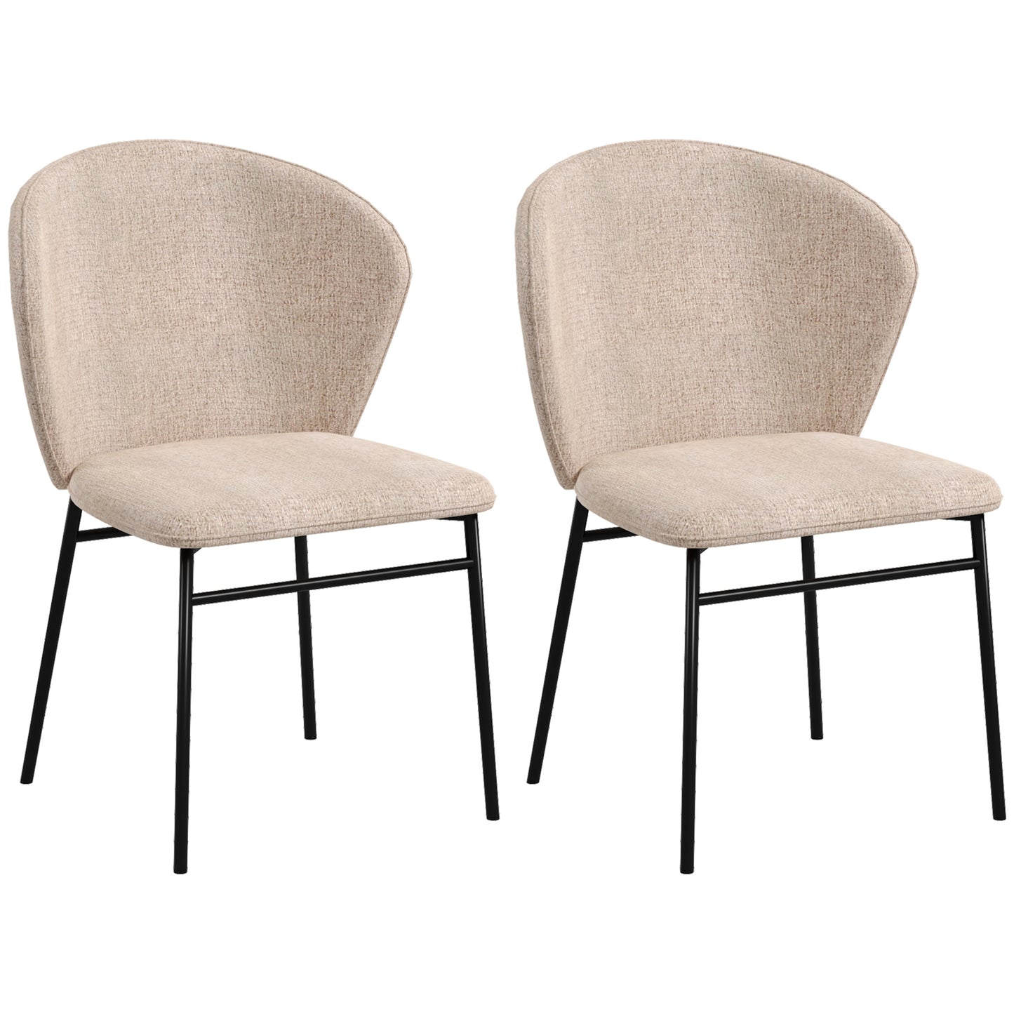 Scaun de masă, Design contemporan și elegant, Material textil cu efect de in, Oțel, 52 x 55 x 80 cm,  Maro deschis