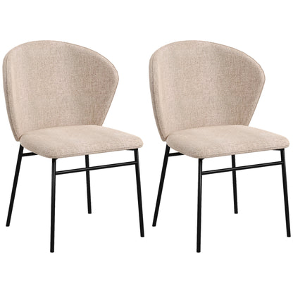 Scaun de masă, Design contemporan și elegant, Material textil cu efect de in, Oțel, 52 x 55 x 80 cm,  Maro deschis