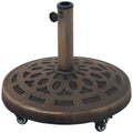Bază pentru Umbrelă din Rășină de 21 kg Rotundă cu Roți și Frâne, Bronz