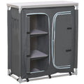 Mobilier de Bucatarie de Camping cu 3 Etajere si Geanta de Transport Gri