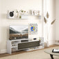 Mobilier TV cu Raft de Perete, Rafturi Deschise și Dulăpior din Lemn, Mobilier TV Modern, 153,6x25x42 cm, Alb