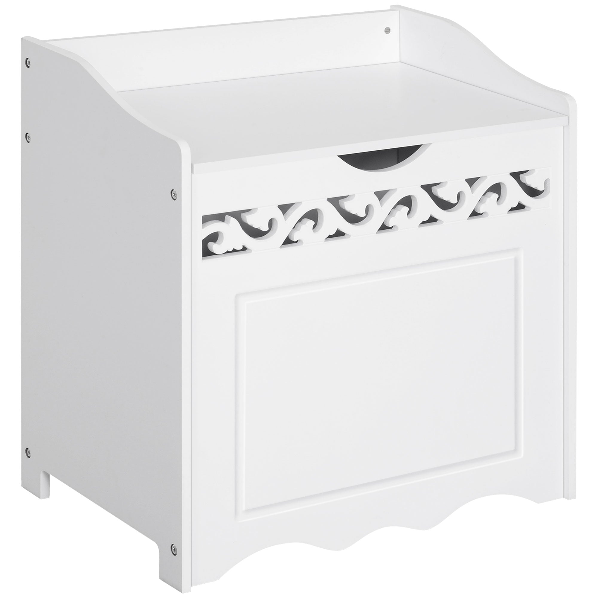 Dulap de depozitare alb cu model sculptat – mobilier pentru lenjerii, haine și jucării 55×34×58 cm