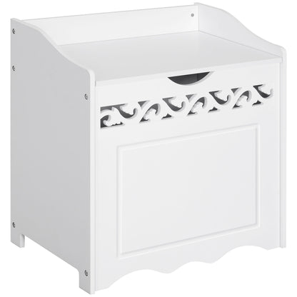 Dulap de depozitare alb cu model sculptat – mobilier pentru lenjerii, haine și jucării 55×34×58 cm