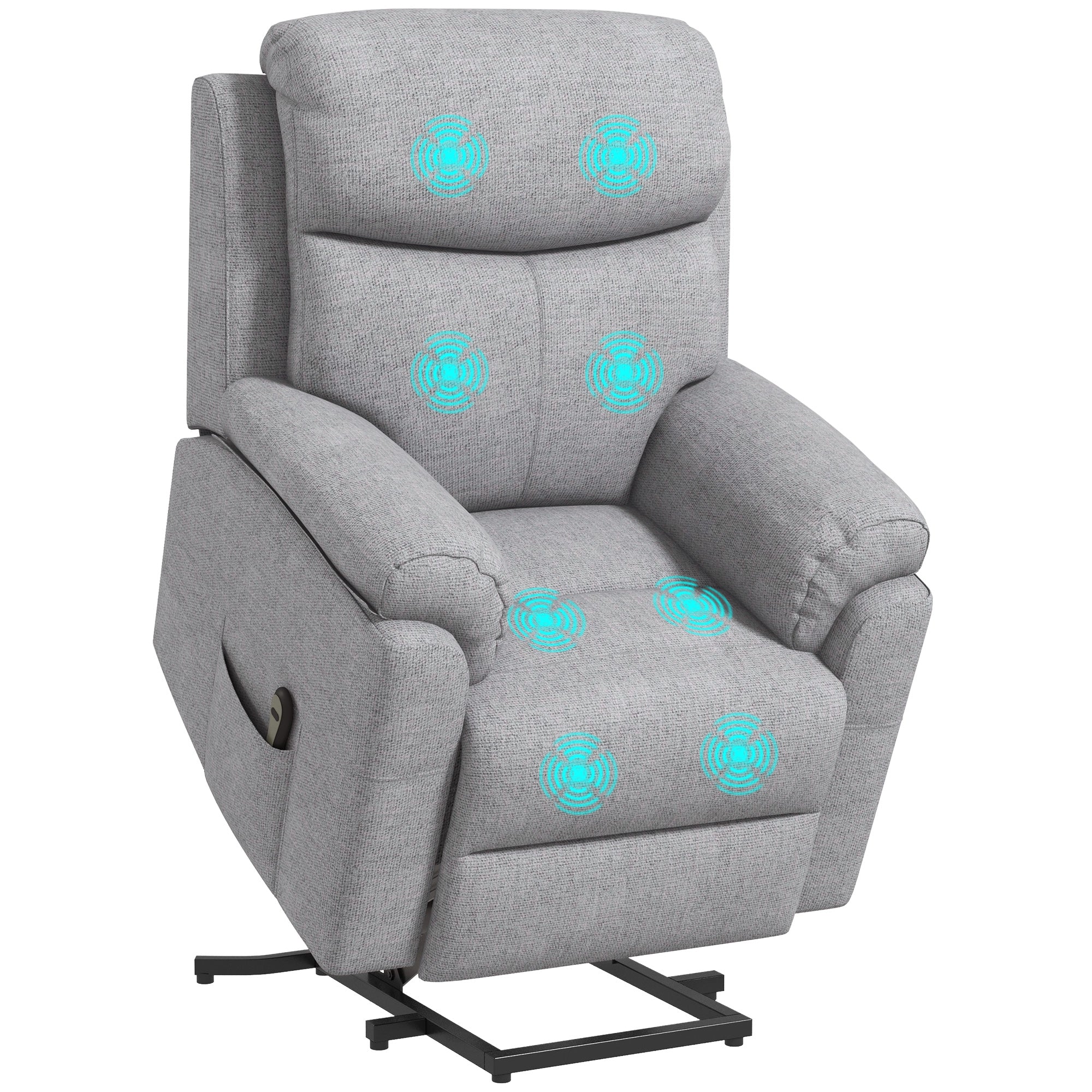 Fotoliu Reclinabil cu Funcție de Ridicare și Suport pentru Picioare, Material Textil cu Efect de In, 83x89x102 cm, Gri