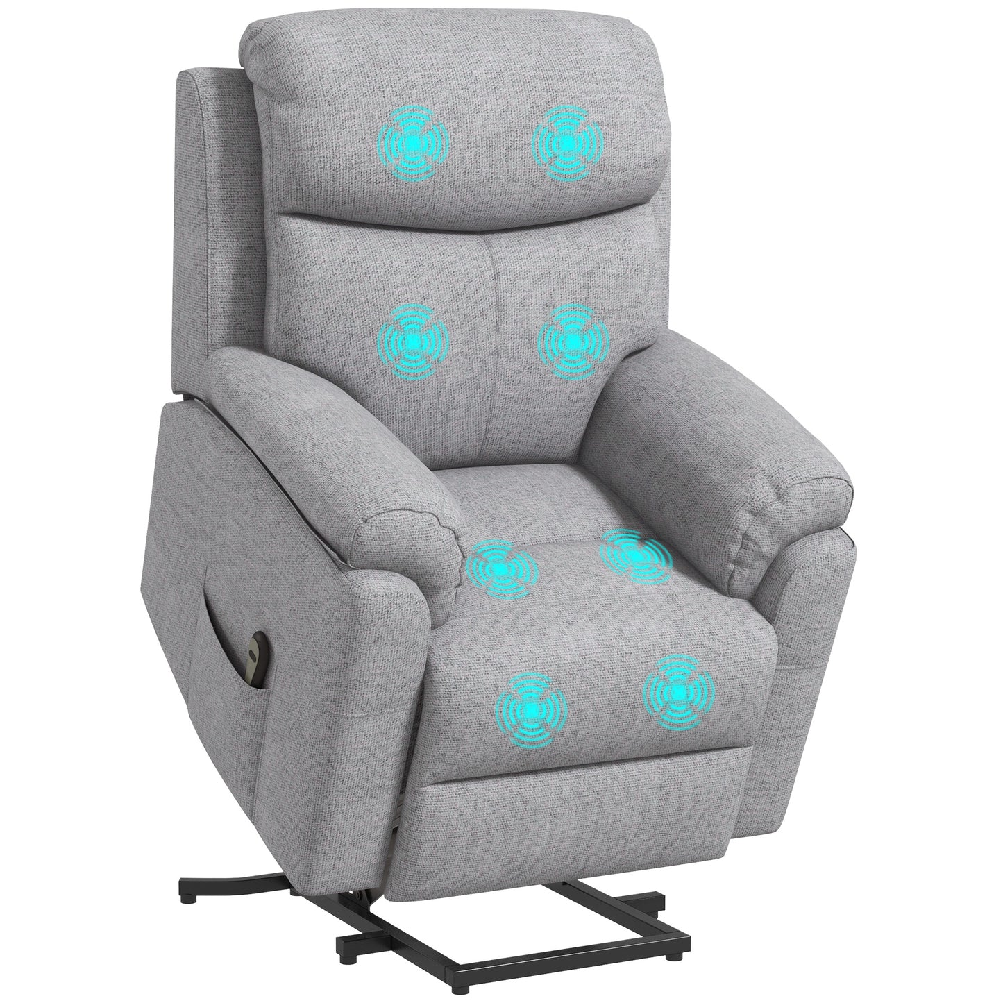 Fotoliu Reclinabil cu Funcție de Ridicare și Suport pentru Picioare, Material Textil cu Efect de In, 83x89x102 cm, Gri