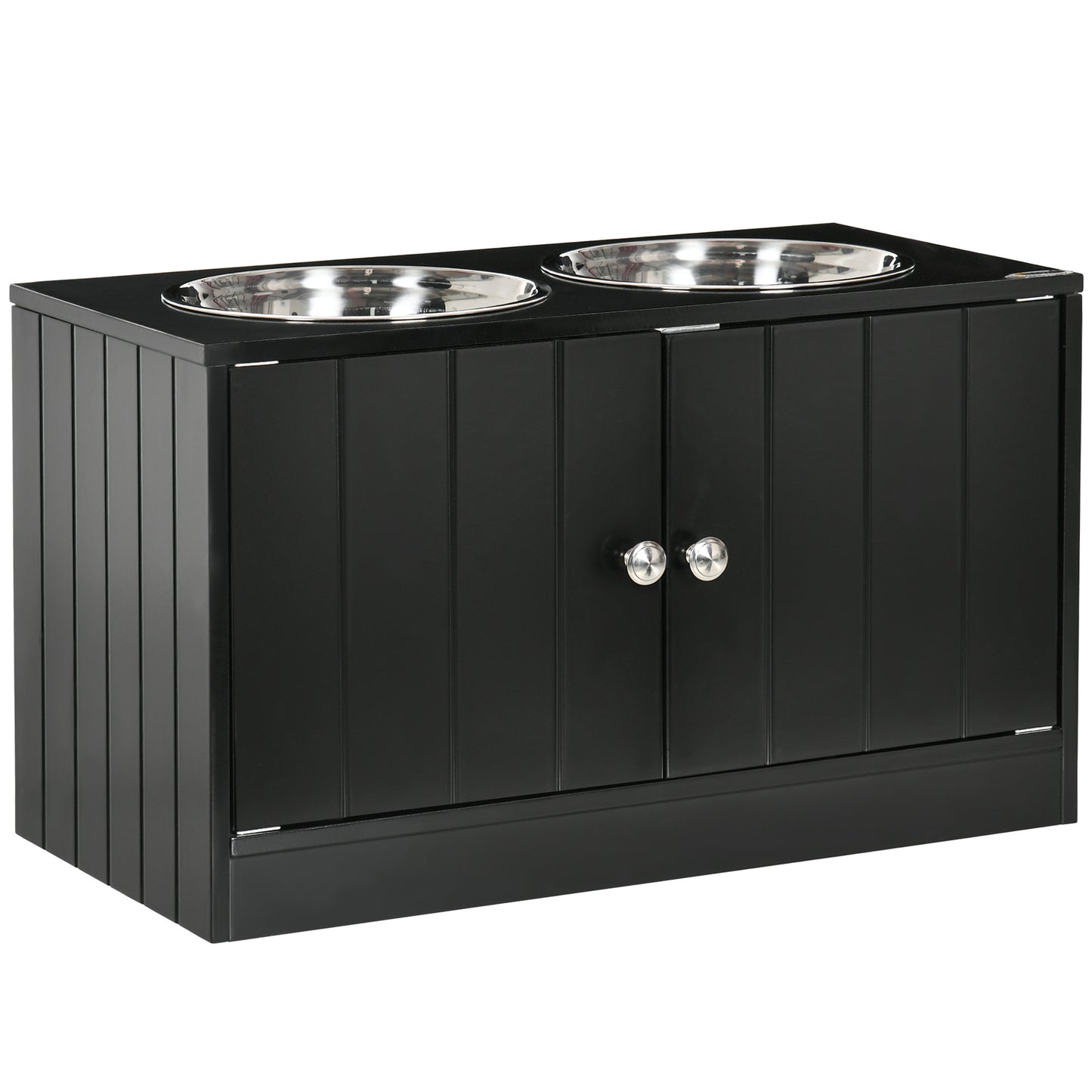 Statie Hranire Caini Mari – 2 Boluri Inox & Depozitare