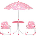 Masă de Picnic pentru Copii Set Masă și Scaune cu Umbrelă Roz