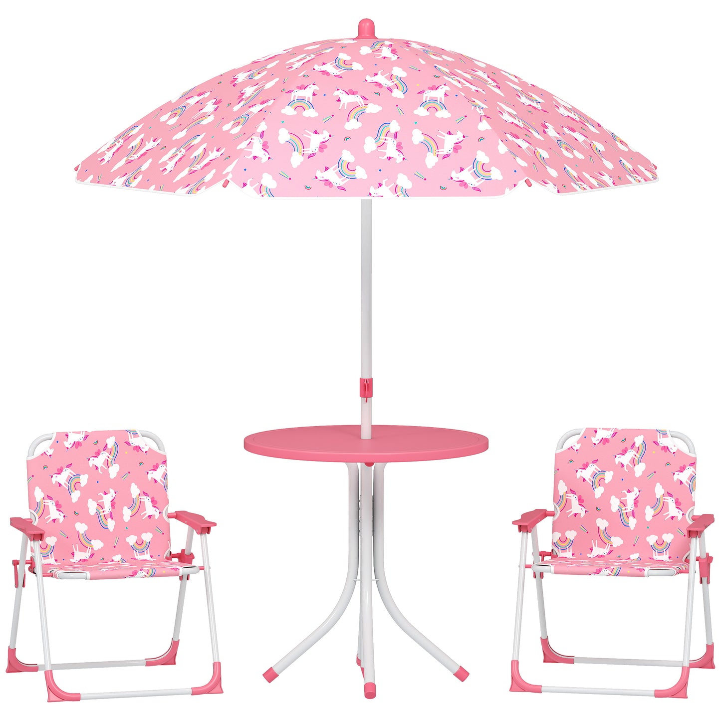 Masă de Picnic pentru Copii Set Masă și Scaune cu Umbrelă Roz